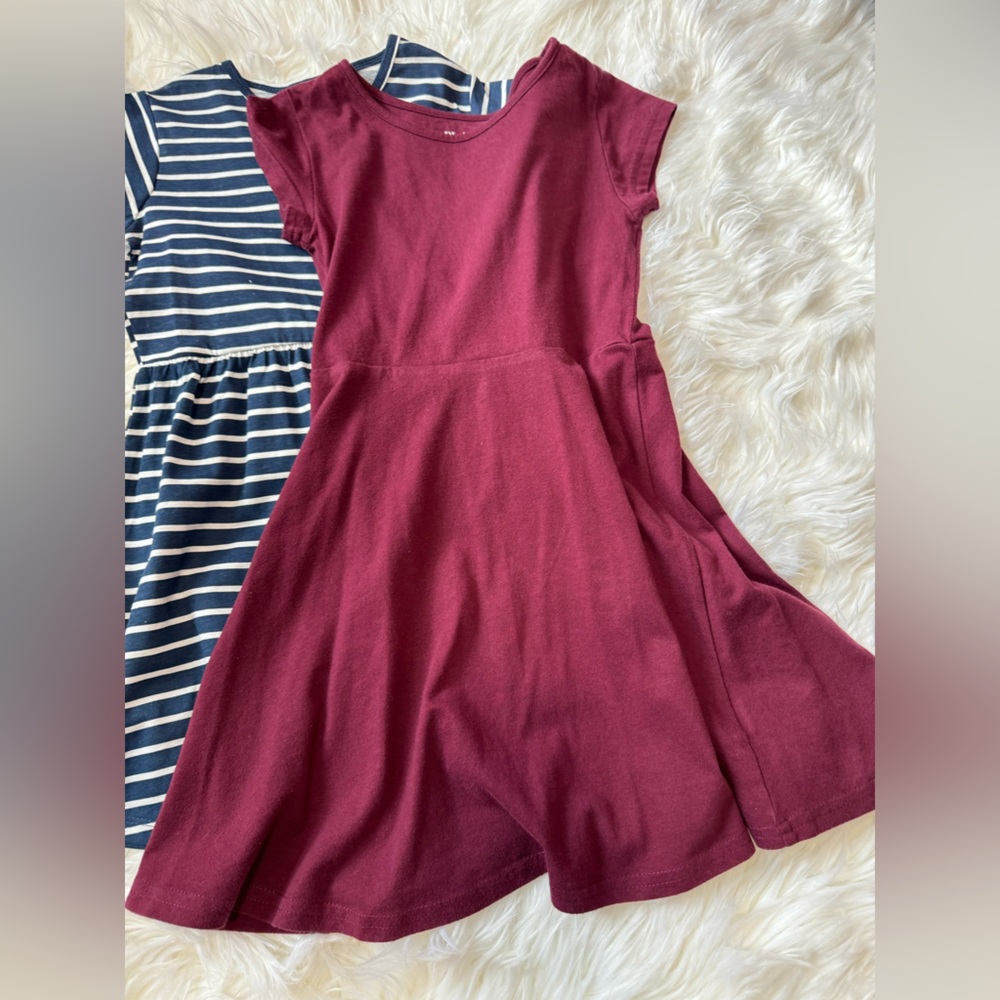 Dress bundle - maroon and navy/white stripes - size 5/6